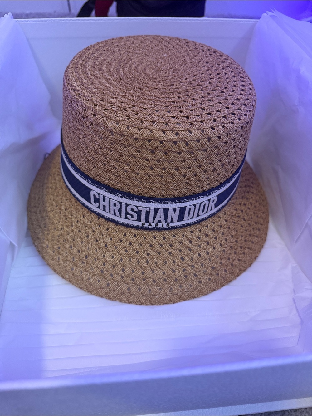 Dior Straw Riviera Hat in Natural Beige with White Tag - Picture 4 of 6